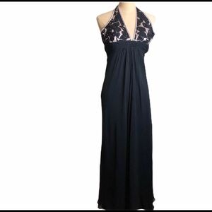 Mark Bower Glam beaded halter gown